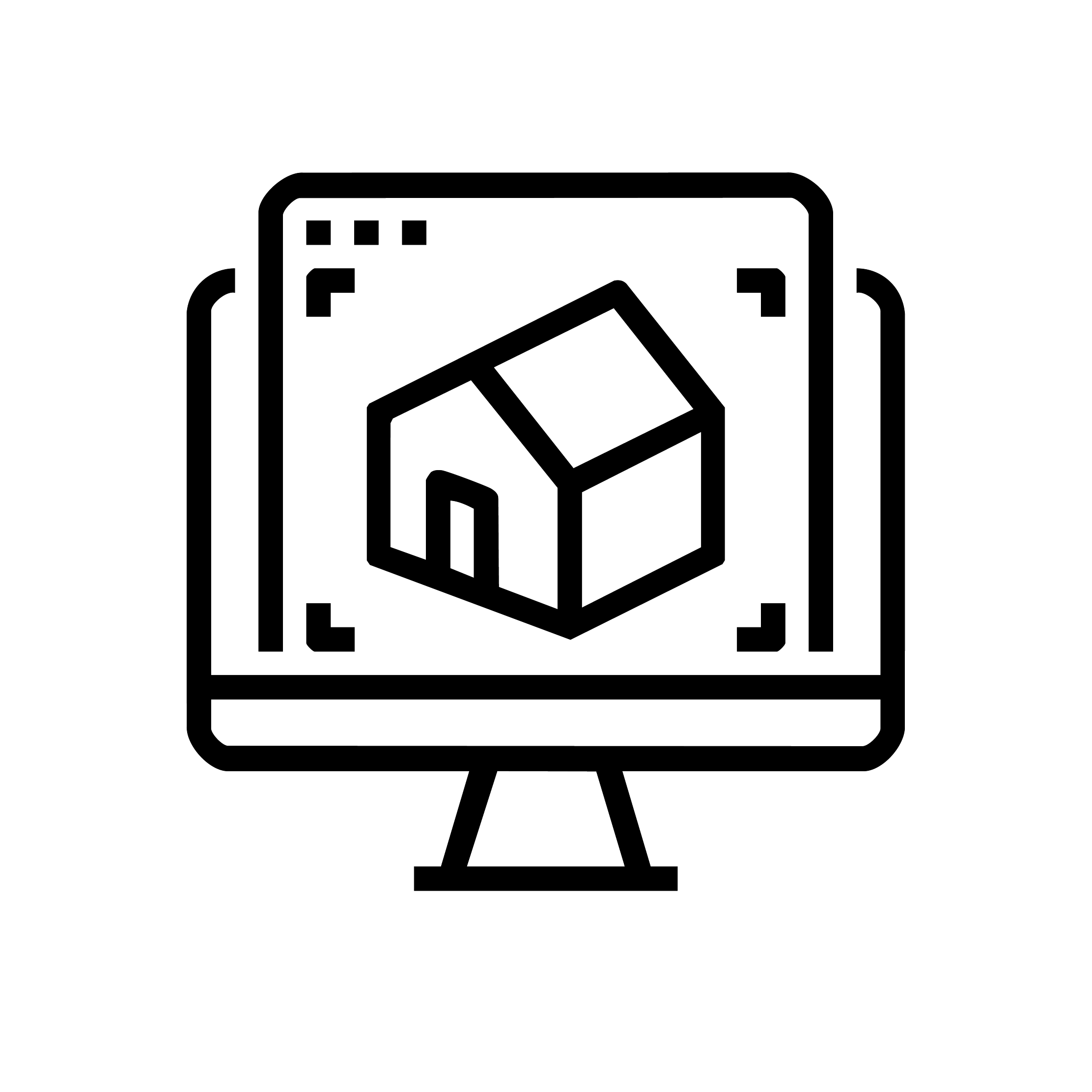 Icon of a computer monitor with a package on the screen